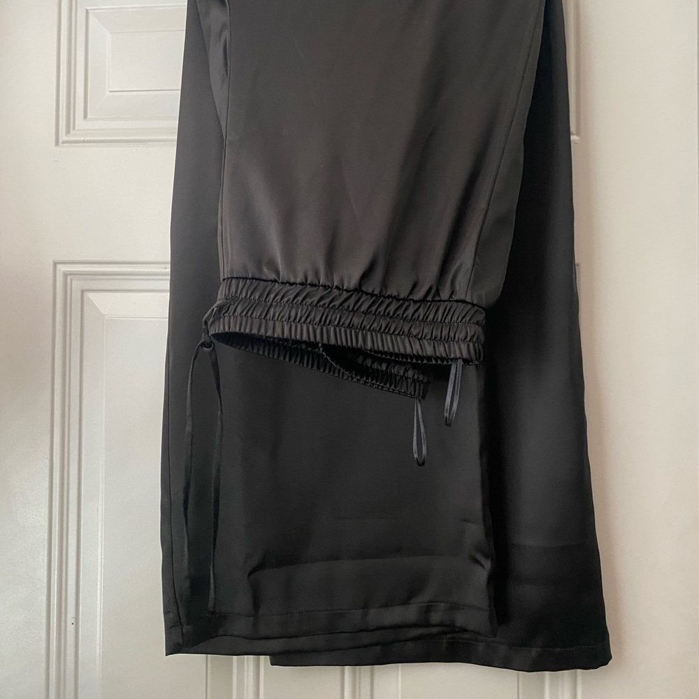 Black satin pants